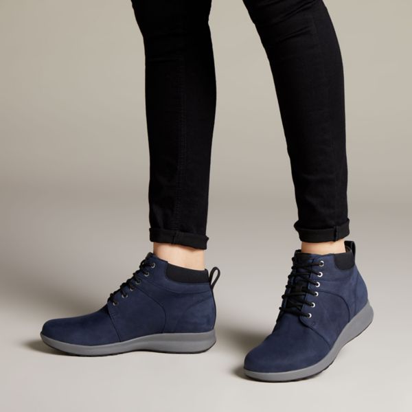 Clarks Womens Un Adorn Walk Ankle Boots Navy | UK-4953268